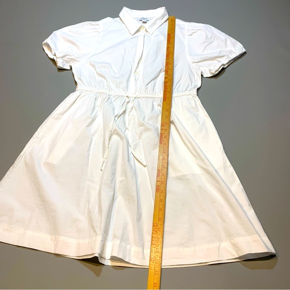 J. Crew Collared Puff Sleeve Shirt Dress White Cotton US 12 NWT - Picture 11 of 14